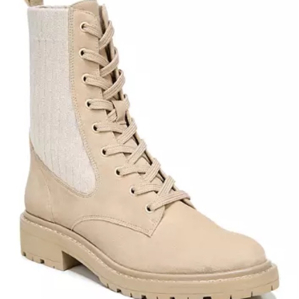 Sam Edelman Cream Lace-Up Boots